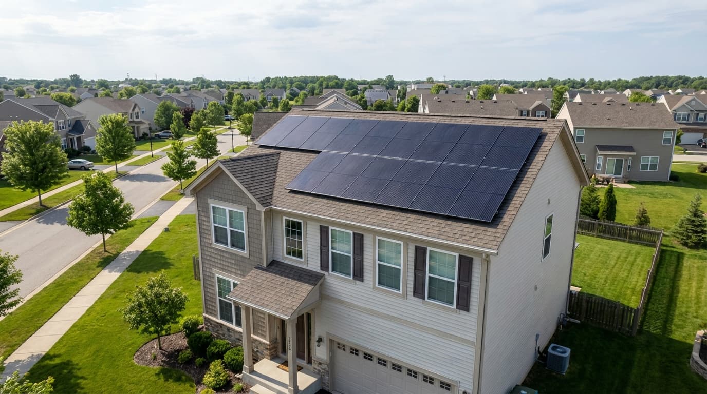 Solar panels installed on a residential home in Washington