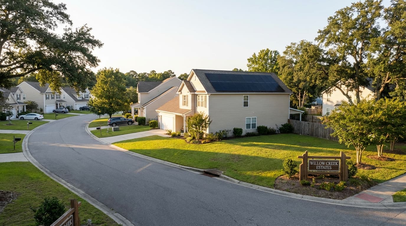 Beautiful home with solar panels