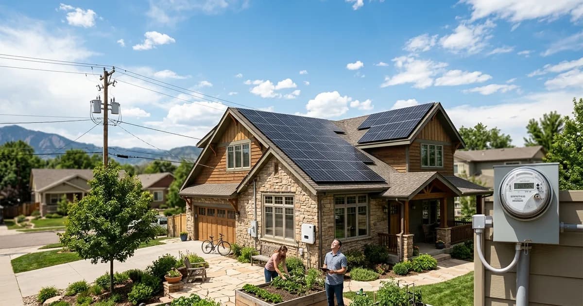 How Net Metering Works and Why It Matters Home with solar panels under a bright open sky — illustration for: How Net Metering Works and Why It Matters