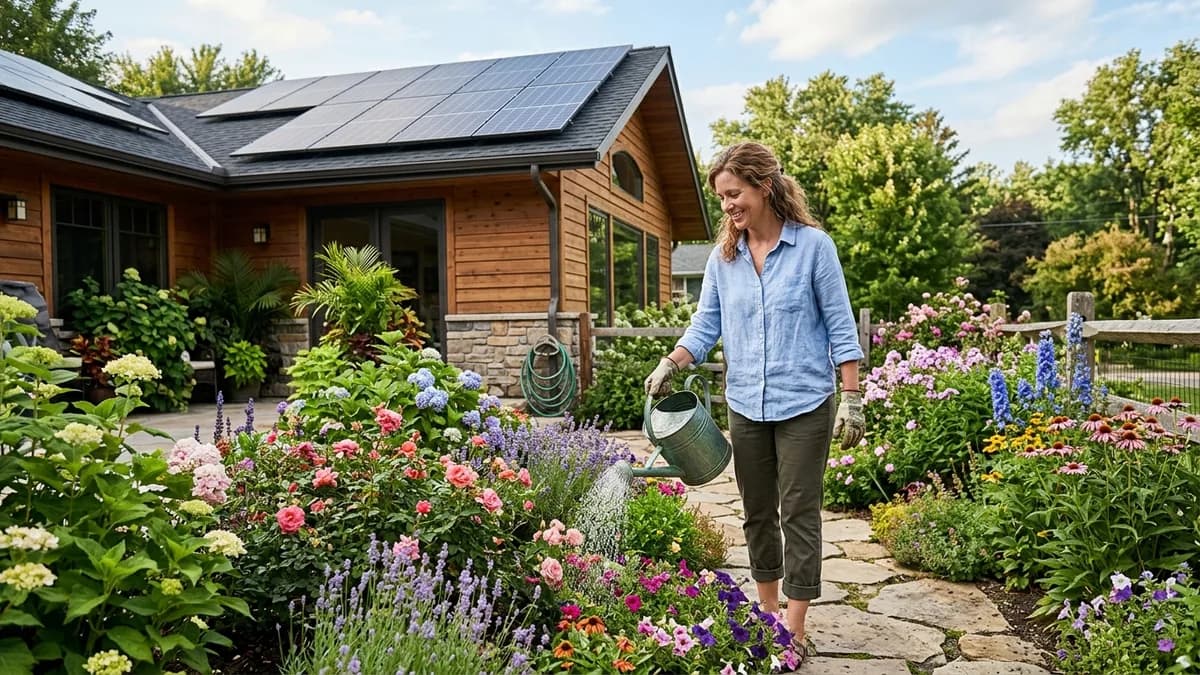 Family with solar-powered home Happy family in front of their solar-powered home - FranklinWH Battery Review: Cost, Specs & How It Compares to Powerwall