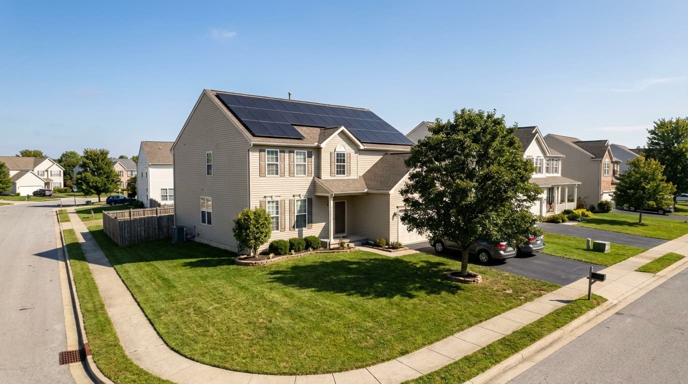Residential home with solar panels Residential rooftop equipped with solar panels - How Solar Panels Are Made: From Silicon to Rooftop