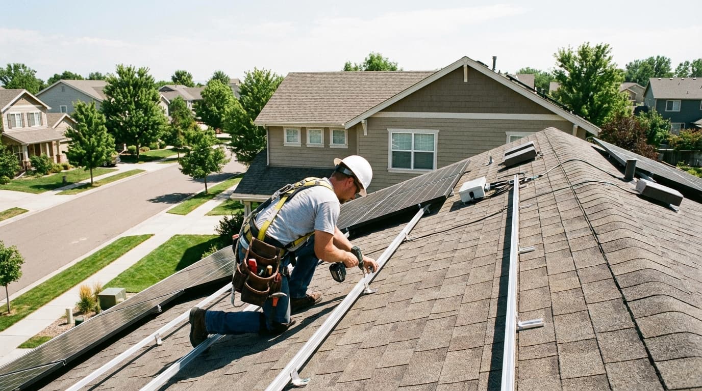 Professional solar panel installation in Fall River, Massachusetts Licensed installers setting up residential solar system in Fall River, Massachusetts - Battery Storage