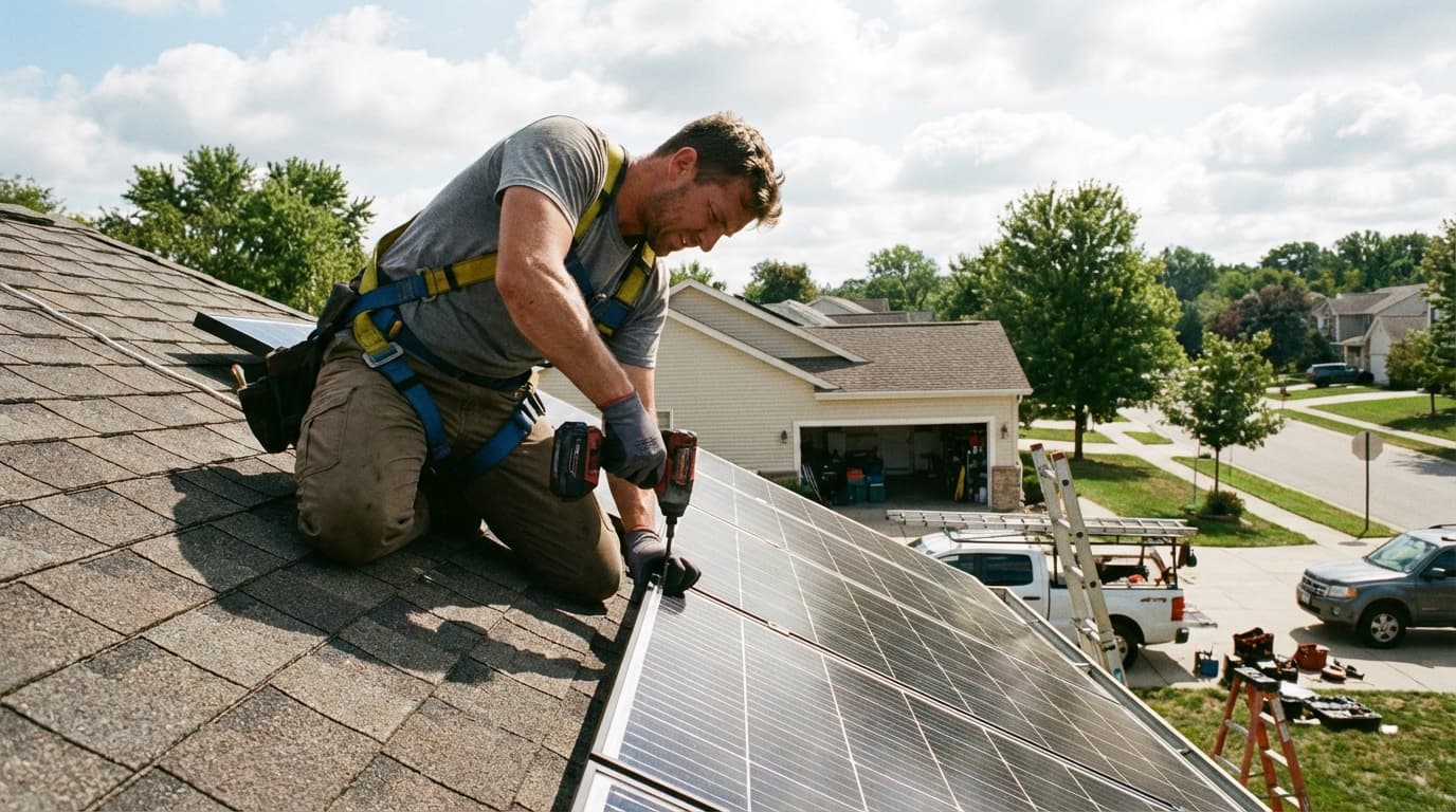 Professional solar panel installation Licensed installers setting up residential solar system - Solar Panel Degradation: How Long Do Panels Last?