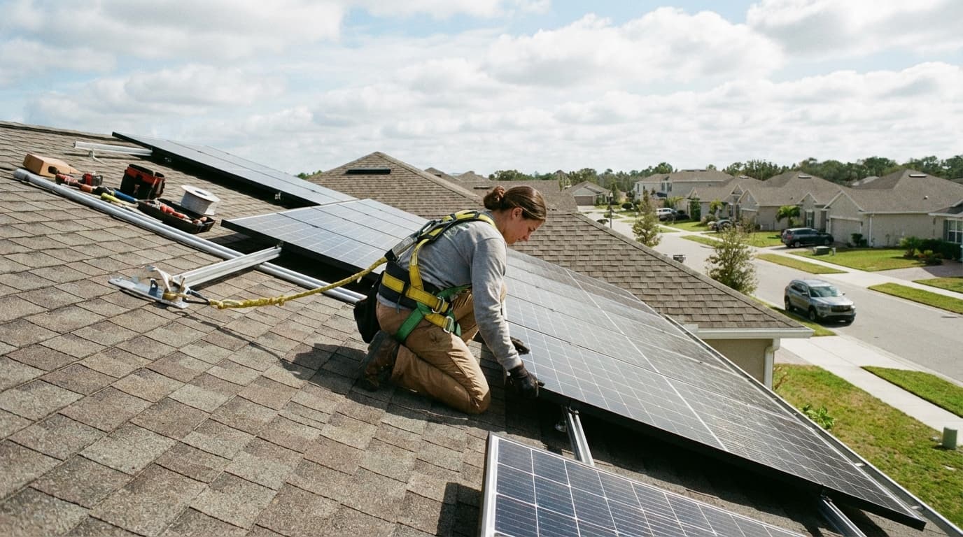 Professional solar panel installation Rooftop solar panel installation by certified team - Best Solar Panel Brands in 2026: Expert Rankings