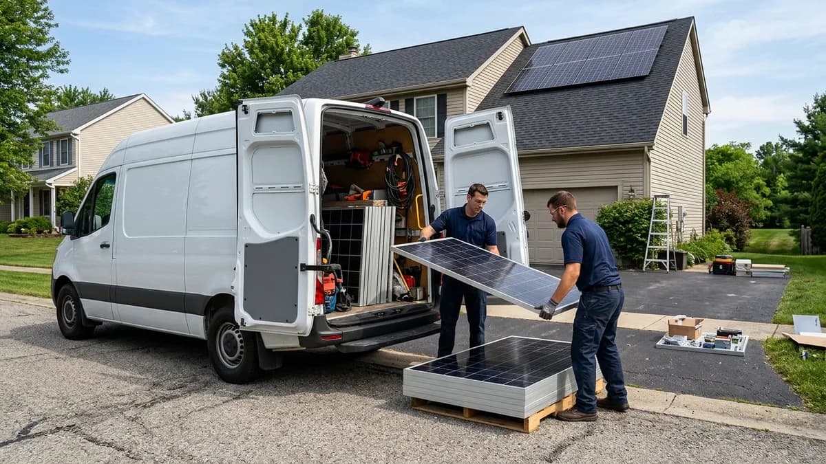 Professional solar panel installation Workers carefully placing solar panels on a rooftop - How Solar Panels Are Made: From Silicon to Rooftop