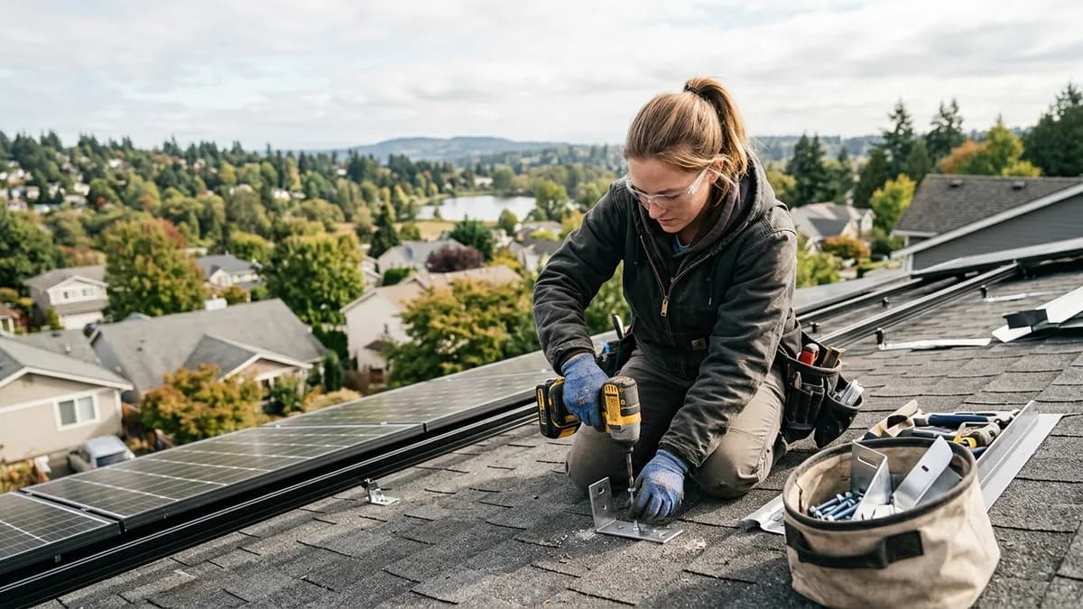 Professional solar panel installation in Fall River, Massachusetts Licensed installers setting up residential solar system in Fall River, Massachusetts - Solar Incentives