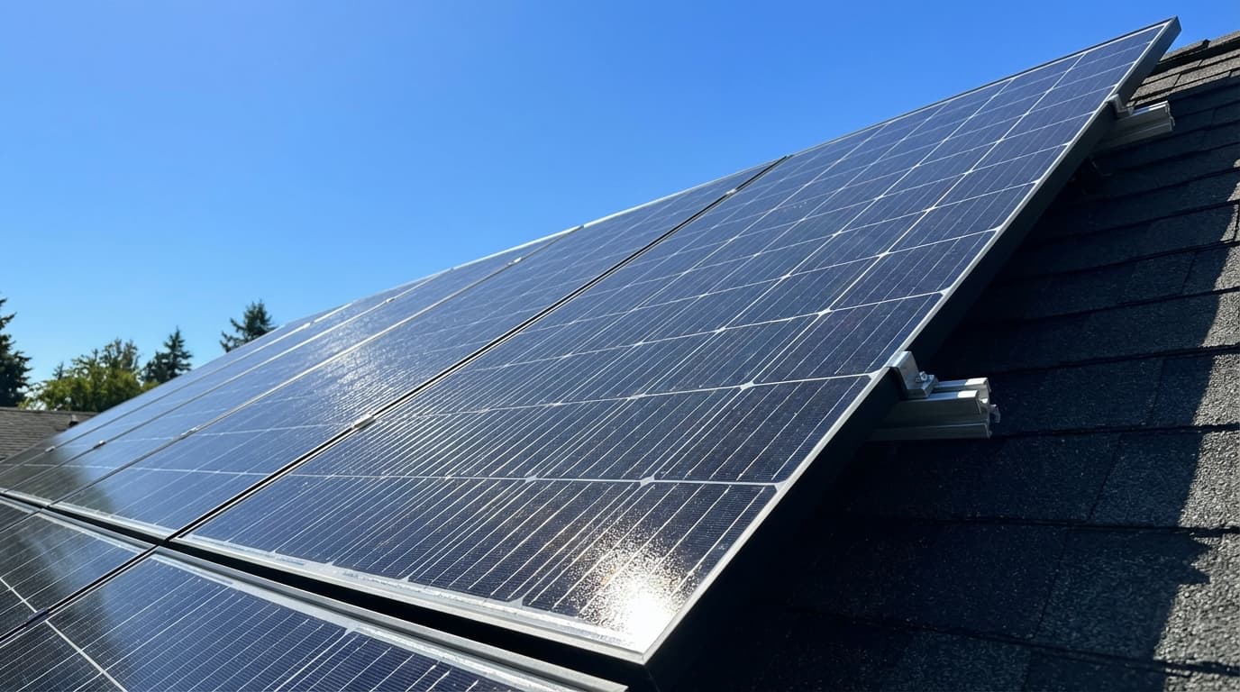 Solar panels under blue sky in Missouri Solar panels generating clean energy under blue sky in Missouri - Solar Lease
