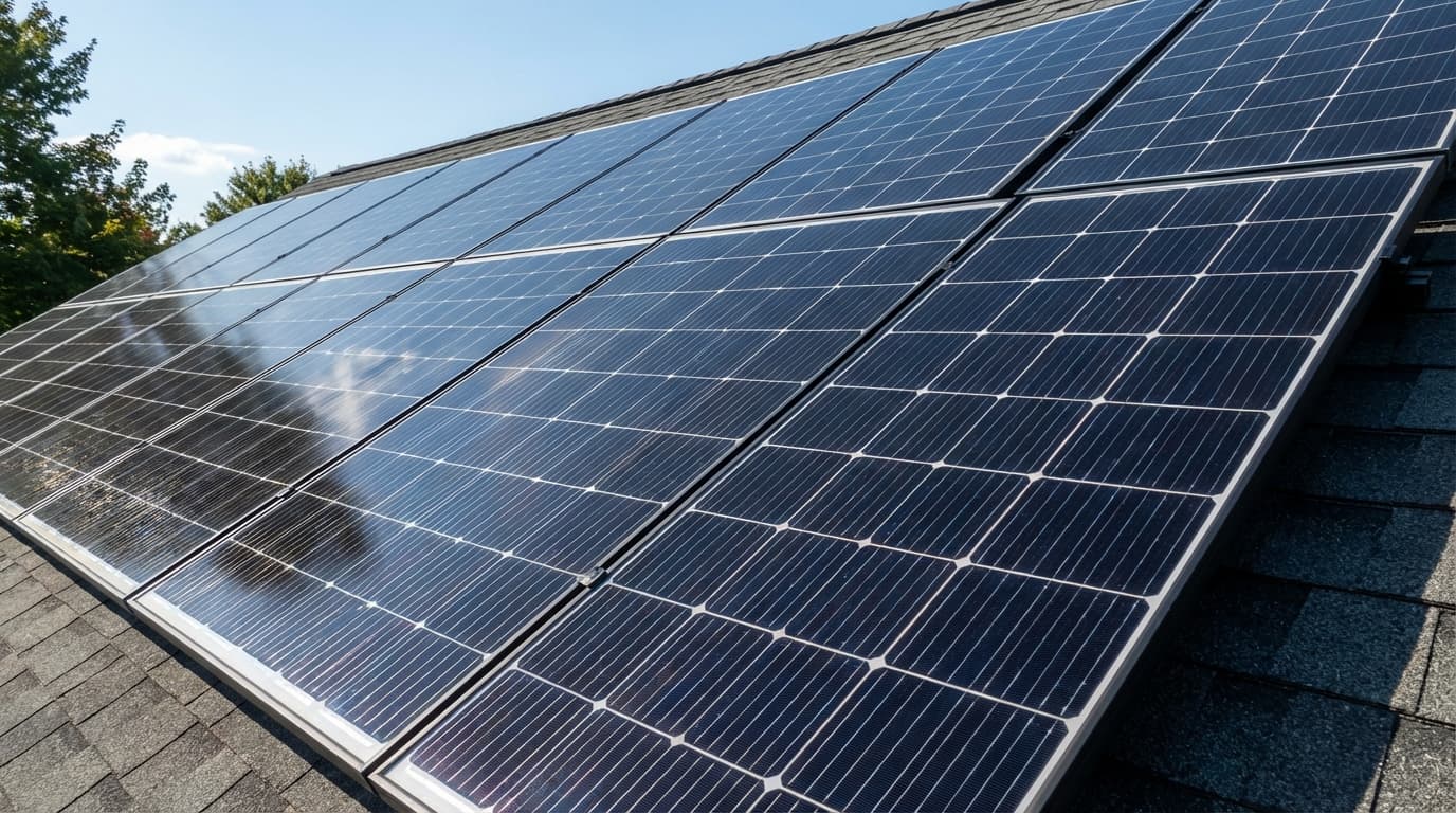 Solar panels under blue sky in California Detailed view of solar panel cells in California - Battery Storage