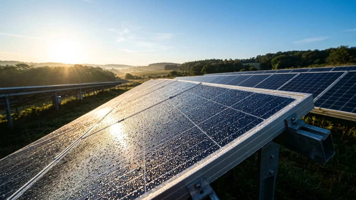 Solar panels under blue sky in Texas Solar panels capturing maximum sunlight in Texas - Battery Storage