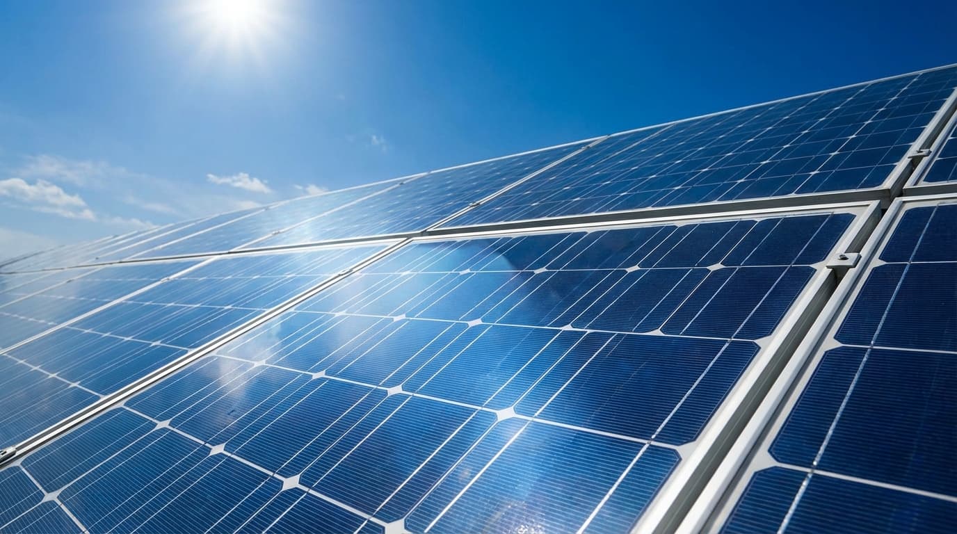 Solar Farm Land Lease Rates by State Solar farm panels under blue sky sunlight