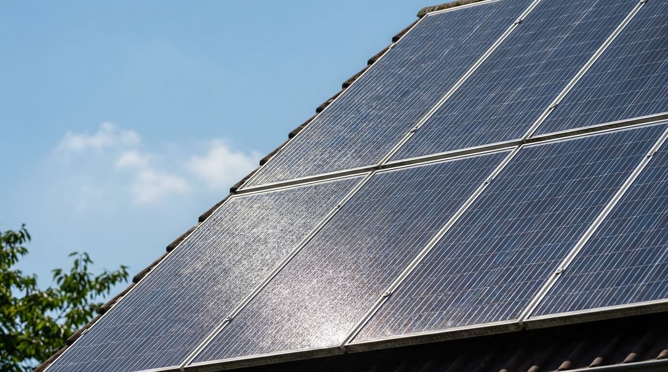 Solar panels rooftop closeup